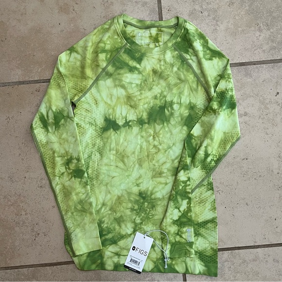 FIGS Salta Seamless Green Tie Dye XS Underscrub Long Sleeve Compression Stretchy - Picture 8 of 10